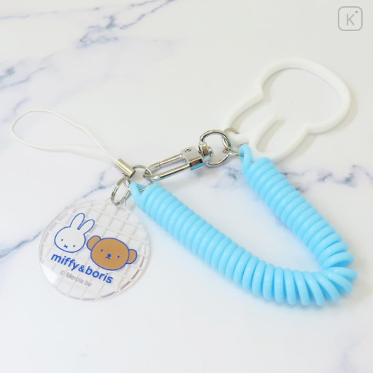 Japan Miffy Multi-coil Spring Smartphone Strap - Boris & Miffy : Blue White - 2