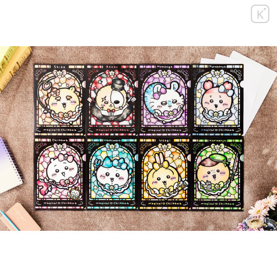 Japan Chiikawa A4 Clear File Folder - Hachiware : Super Magical Chiikawa Stained Glass Style - 2