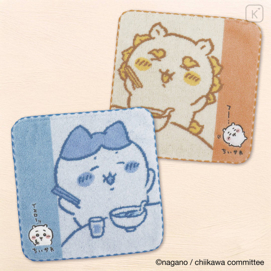 Japan Chiikawa Mini Towel Handkerchief - Momonga : Angel Blue - 2