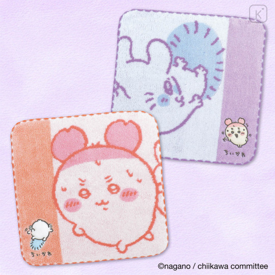 Japan Chiikawa Mini Towel Handkerchief - Momonga : Angel Blue - 3