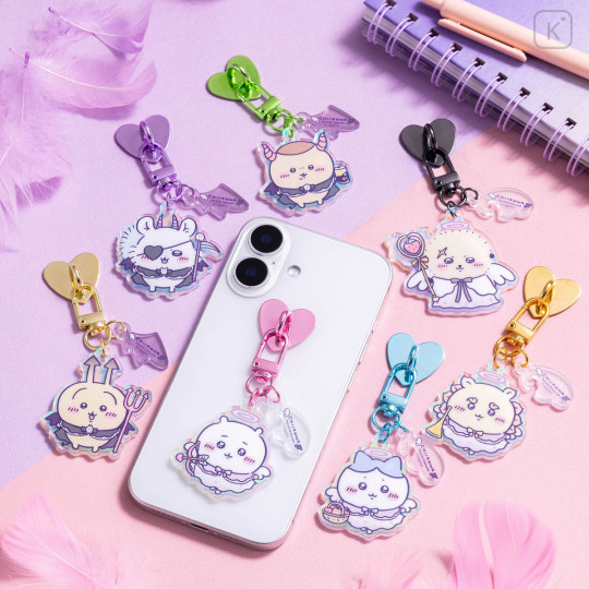 Japan Chiikawa Phone Holder Keychain with Key Ring Charm - Usagi : Angel ♡ Demon - 2
