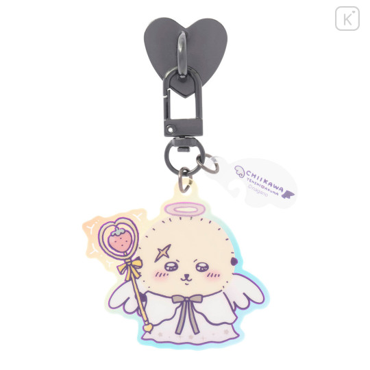 Japan Chiikawa Phone Holder Keychain with Key Ring Charm - Rakko : Angel ♡ Demon Great Angel - 4