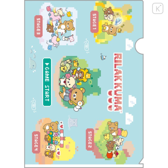 Japan San-X A4 Clear File Folder - Rilakkuma Gaming : Game Start - 1