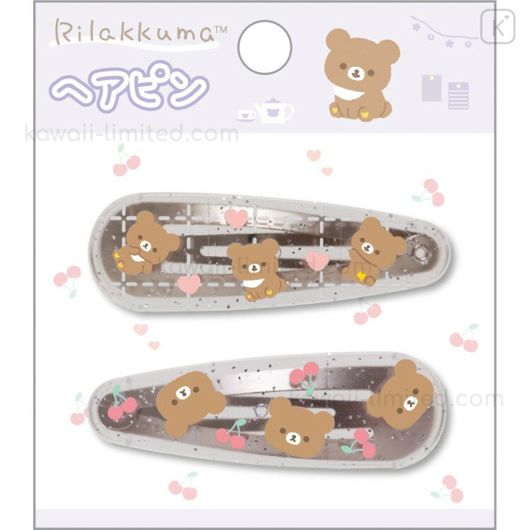 Japan San-X Hairpin Set - Chairoikoguma : Cherry Heart