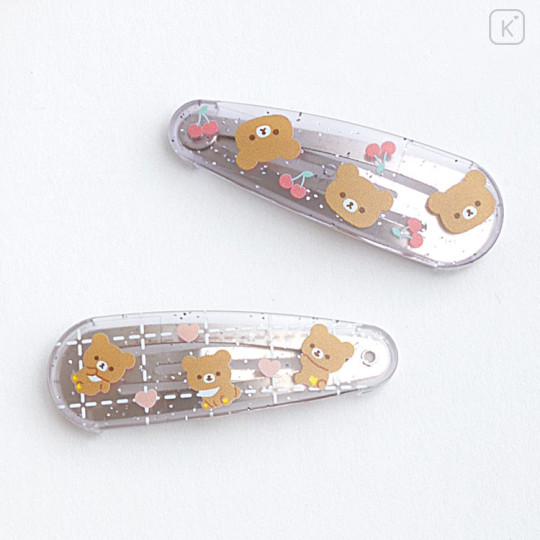 Japan San-X Hairpin Set - Chairoikoguma : Cherry Heart - 2