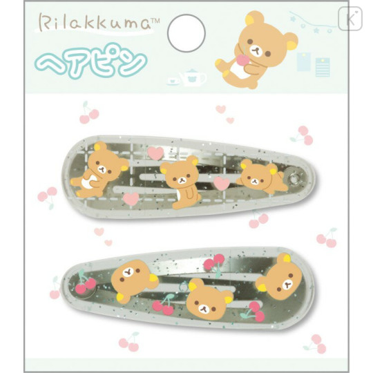 Japan San-X Hairpin Set - Rilakkuma : Cherry Heart - 1