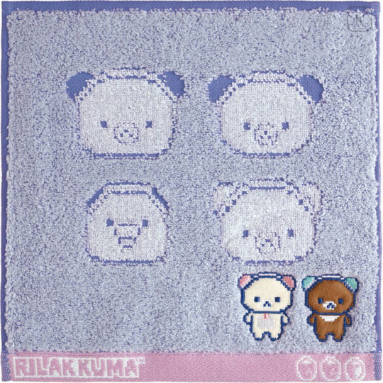 Japan San-X Mini Towel Jacquard Handkerchief - Chairoikoguma & Korilakkuma : Rilakkuma Gaming Pixel Art - 1