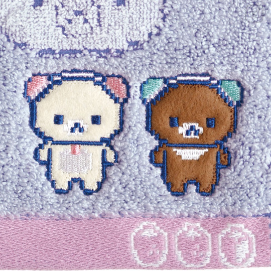 Japan San-X Mini Towel Jacquard Handkerchief - Chairoikoguma & Korilakkuma : Rilakkuma Gaming Pixel Art - 2