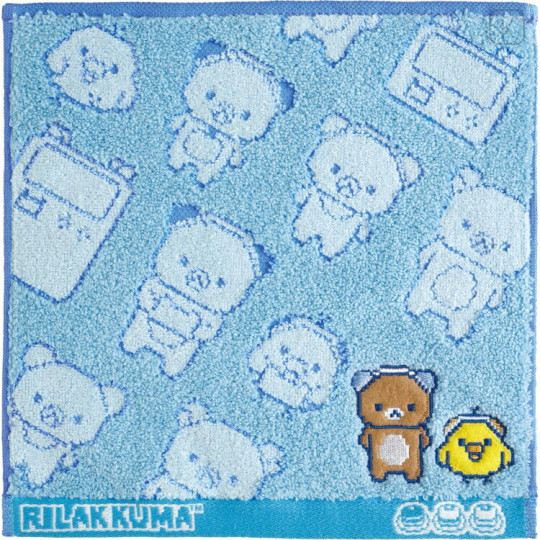 Japan San-X Mini Towel Jacquard Handkerchief - Kiiroitori & Rilakkuma : Rilakkuma Gaming Pixel Art - 1