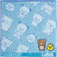 Japan San-X Mini Towel Jacquard Handkerchief - Kiiroitori & Rilakkuma : Rilakkuma Gaming Pixel Art