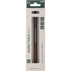 Japan Uni Kuru Toga Wood Mechanical Pencil - 0.5mm Steel Grey