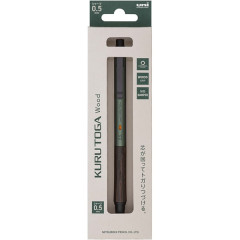 Japan Uni Kuru Toga Wood Mechanical Pencil - 0.5mm Forest Green