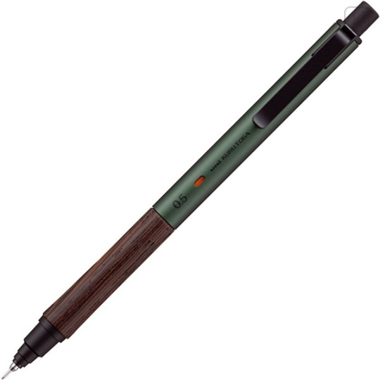 Japan Uni Kuru Toga Wood Mechanical Pencil - 0.5mm Forest Green - 2