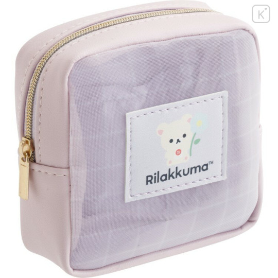Japan San-X Mesh Mini Pouch - Korilakkuma : Basic Rilakkuma Flower - 1