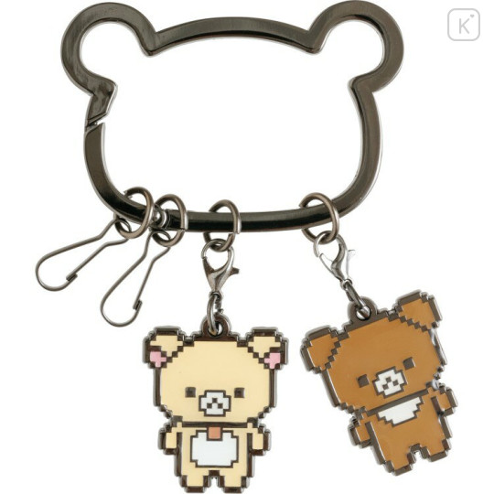 Japan San-X Mascot Carabiner Smart Keychain - Chairoikoguma & Korilakkuma : Rilakkuma Gaming Pixel Art - 1