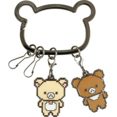 Japan San-X Mascot Carabiner Smart Keychain - Chairoikoguma & Korilakkuma : Rilakkuma Gaming Pixel Art