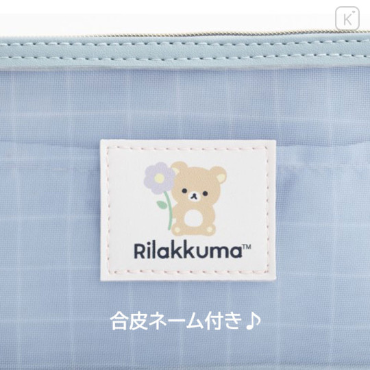 Japan San-X Mesh Pen Pouch - Rilakkuma : Basic Rilakkuma Flower Blue - 3