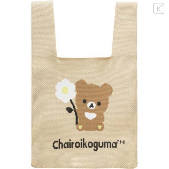 Japan San-X Jacquard Woven Mini Tote Bag - Chairoikoguma : Basic Rilakkuma Flower - 1