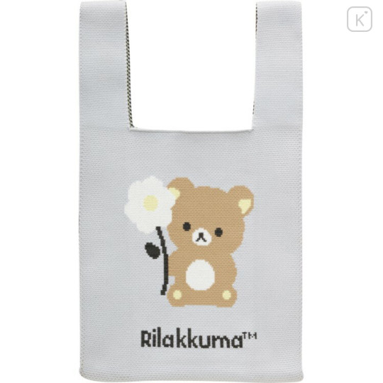 Japan San-X Jacquard Woven Mini Tote Bag - Rilakkuma : Basic Rilakkuma Flower - 1