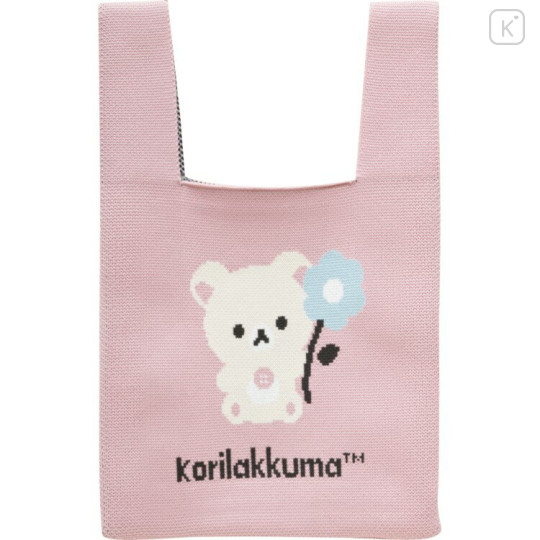 Japan San-X Jacquard Woven Mini Tote Bag - Korilakkuma : Basic Rilakkuma Flower - 1