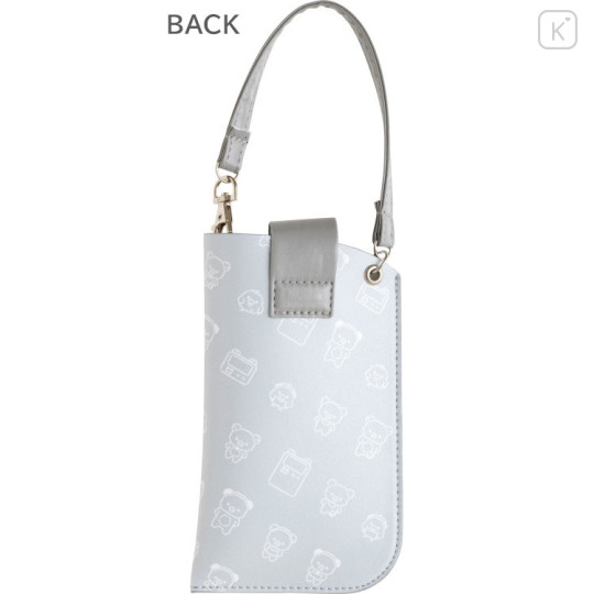 Japan San-X Flat Glasses Case with Strap - Rilakkuma : Rilakkuma Gaming Grey Pixel Art - 2