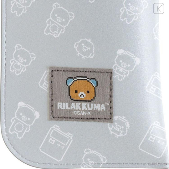 Japan San-X Flat Glasses Case with Strap - Rilakkuma : Rilakkuma Gaming Grey Pixel Art - 5
