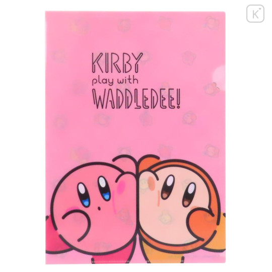 Japan Kirby A4 Clear File Folder - Kirby Play With Waddle Dee Pink - 1