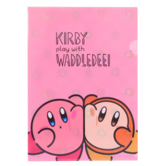 Japan Kirby A4 Clear File Folder - Kirby Play With Waddle Dee Pink