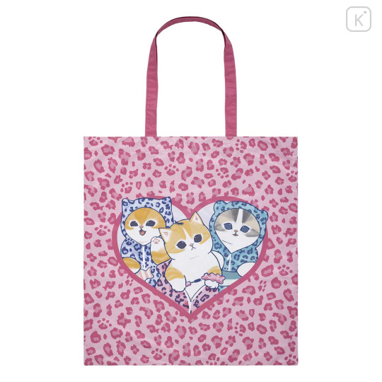 Japan Mofusand Eco Shopping Bag With Pocket - Cat : Gyaru Girl Nyan Leopard Pink - 1