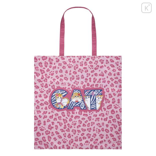 Japan Mofusand Eco Shopping Bag With Pocket - Cat : Gyaru Girl Nyan Leopard Pink - 3