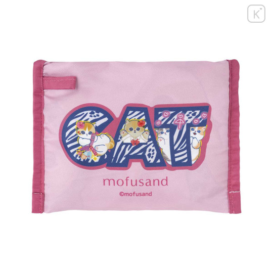 Japan Mofusand Eco Shopping Bag With Pocket - Cat : Gyaru Girl Nyan Leopard Pink - 5