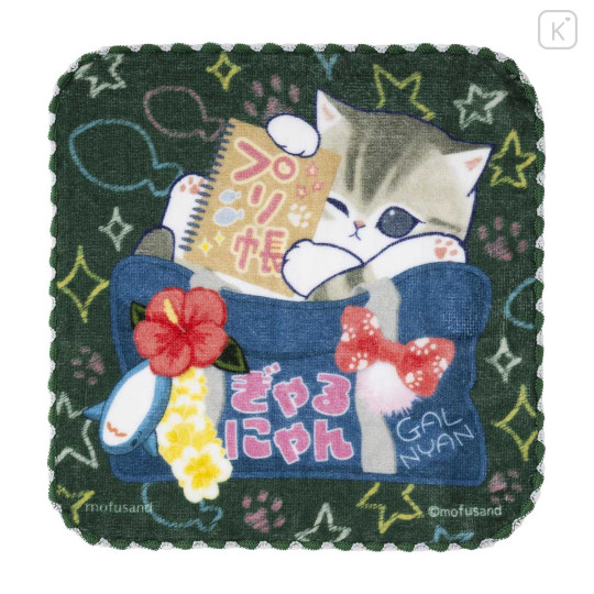 Japan Mofusand Mini Towel Handkerchief - Cat : Gyaru Girl Nyan Schoolbag Style - 1