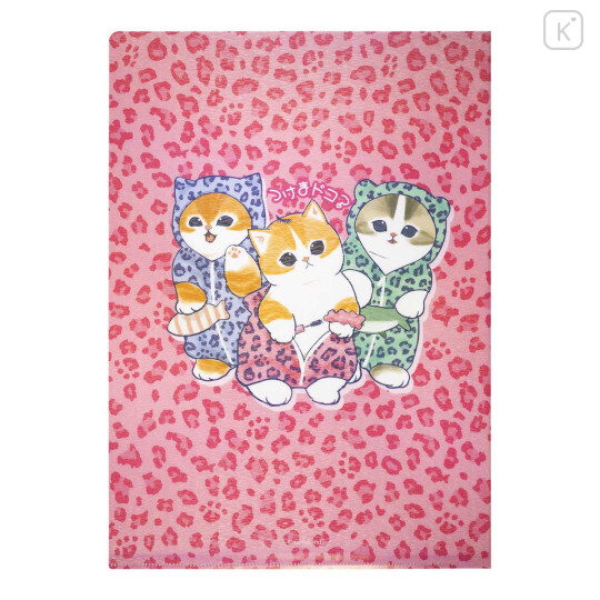 Japan Mofusand A4 Clear File - Gyaru Girl Nyan Cat Leopard Pink - 3