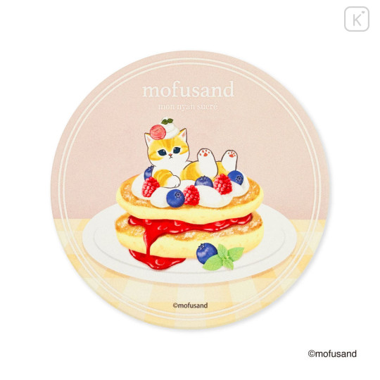 Japan Mofusand Water Absorbing Coaster - Berry Pancake Cat Pink - 1