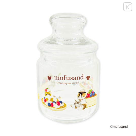 Japan Mofusand Jar Glass Canister Storage Case - Berry Cheese Cake Pancake Cat - 1