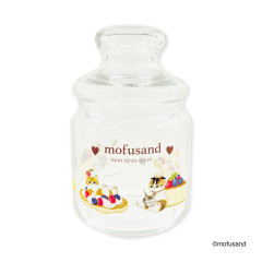Japan Mofusand Jar Glass Canister Storage Case - Berry Cheese Cake Pancake Cat