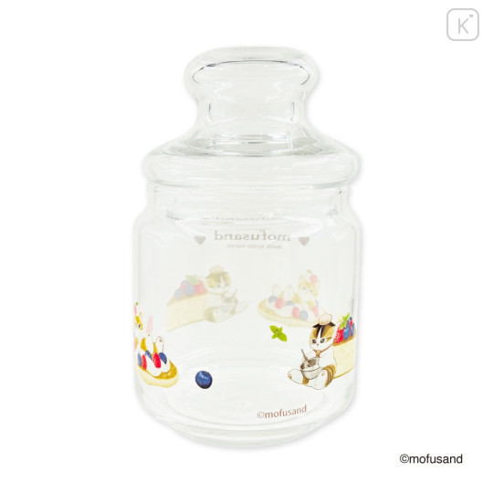 Japan Mofusand Jar Glass Canister Storage Case - Berry Cheese Cake Pancake Cat - 3