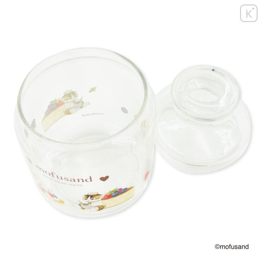 Japan Mofusand Jar Glass Canister Storage Case - Berry Cheese Cake Pancake Cat - 4