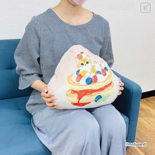Japan Mofusand Die-cut Cushion - Berry Pancake Cat Pink - 2