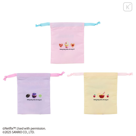 Japan Sanrio Original Drawstring Pouch Set - Kuromi & My Melody & My Sweet Piano : Netflix - 2