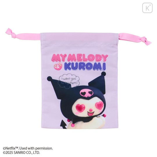 Japan Sanrio Original Drawstring Pouch Set - Kuromi & My Melody & My Sweet Piano : Netflix - 5