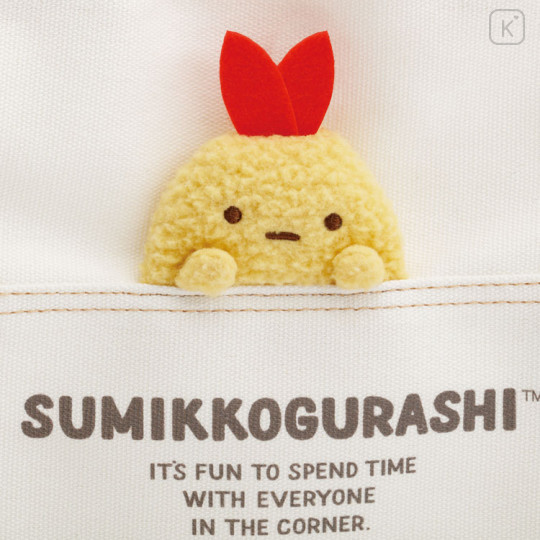 Japan San-X Mini Tote Bag With Plush Mascot - Sumikko Gurashi : Ebifurai no Shippo Fried Shrimp Tail Relax - 3