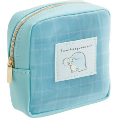Japan San-X Mesh Mini Pouch - Sumikko Gurashi : Tokage & Nisetsumuri Blue