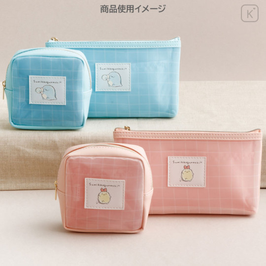 Japan San-X Mesh Mini Pouch - Sumikko Gurashi : Tokage & Nisetsumuri Blue - 3