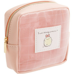 Japan San-X Mesh Mini Pouch - Sumikko Gurashi : Ebifurai no Shippo Fried Shrimp Tail Pink