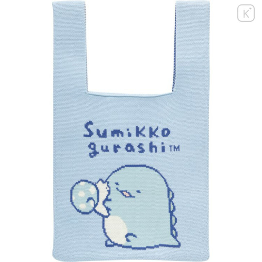 Japan San-X Jacquard Woven Mini Tote Bag - Sumikko Gurashi : Tokage & Nisetsumuri Blue - 1