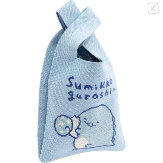 Japan San-X Jacquard Woven Mini Tote Bag - Sumikko Gurashi : Tokage & Nisetsumuri Blue - 2