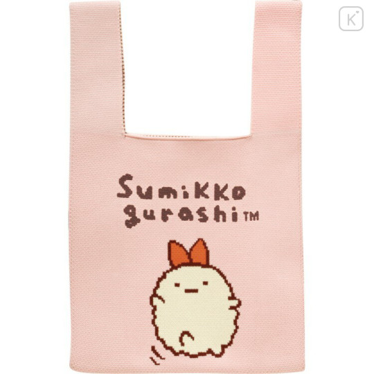 Japan San-X Jacquard Woven Mini Tote Bag - Sumikko Gurashi : Ebifurai no Shippo Fried Shrimp Tail Pink - 1