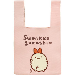 Japan San-X Jacquard Woven Mini Tote Bag - Sumikko Gurashi : Ebifurai no Shippo Fried Shrimp Tail Pink