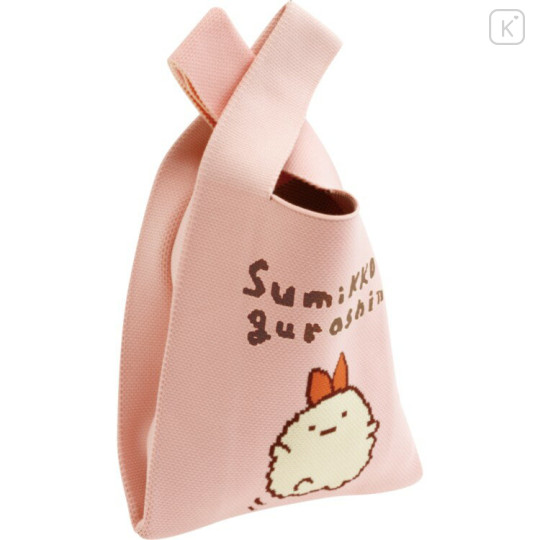 Japan San-X Jacquard Woven Mini Tote Bag - Sumikko Gurashi : Ebifurai no Shippo Fried Shrimp Tail Pink - 2